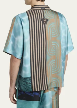 VersaceMen's Silk Multi-Abstract Medusa Camp Shirt
