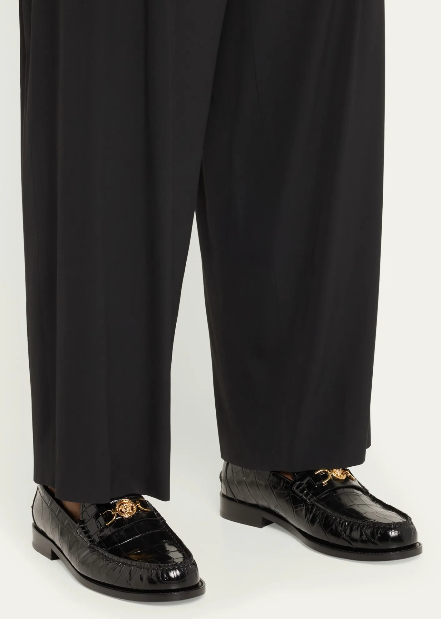 VersaceMen's Croc-Effect Medusa Coin Bit Loafers