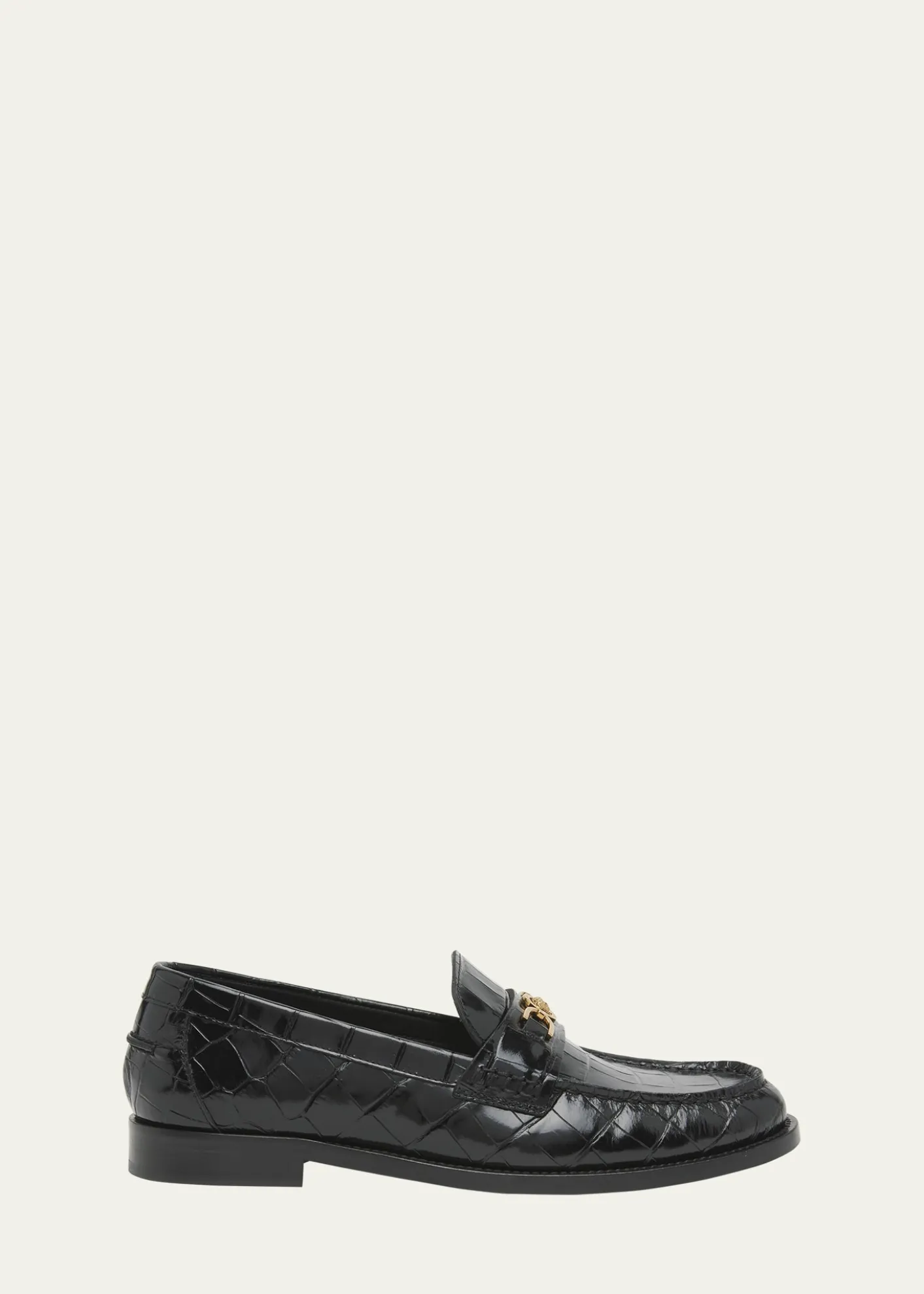 VersaceMen's Croc-Effect Medusa Coin Bit Loafers