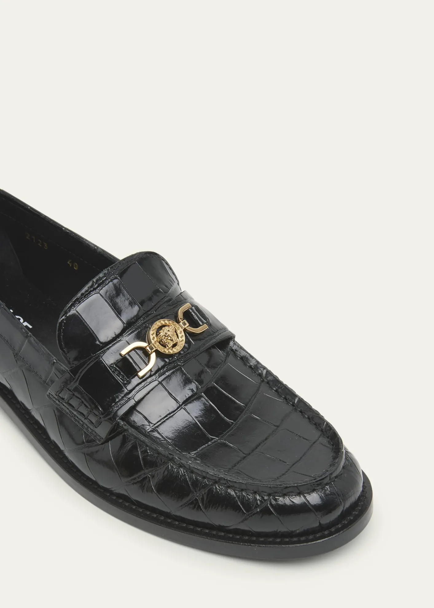 VersaceMen's Croc-Effect Medusa Coin Bit Loafers