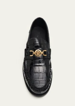 VersaceMen's Croc-Effect Medusa Coin Bit Loafers
