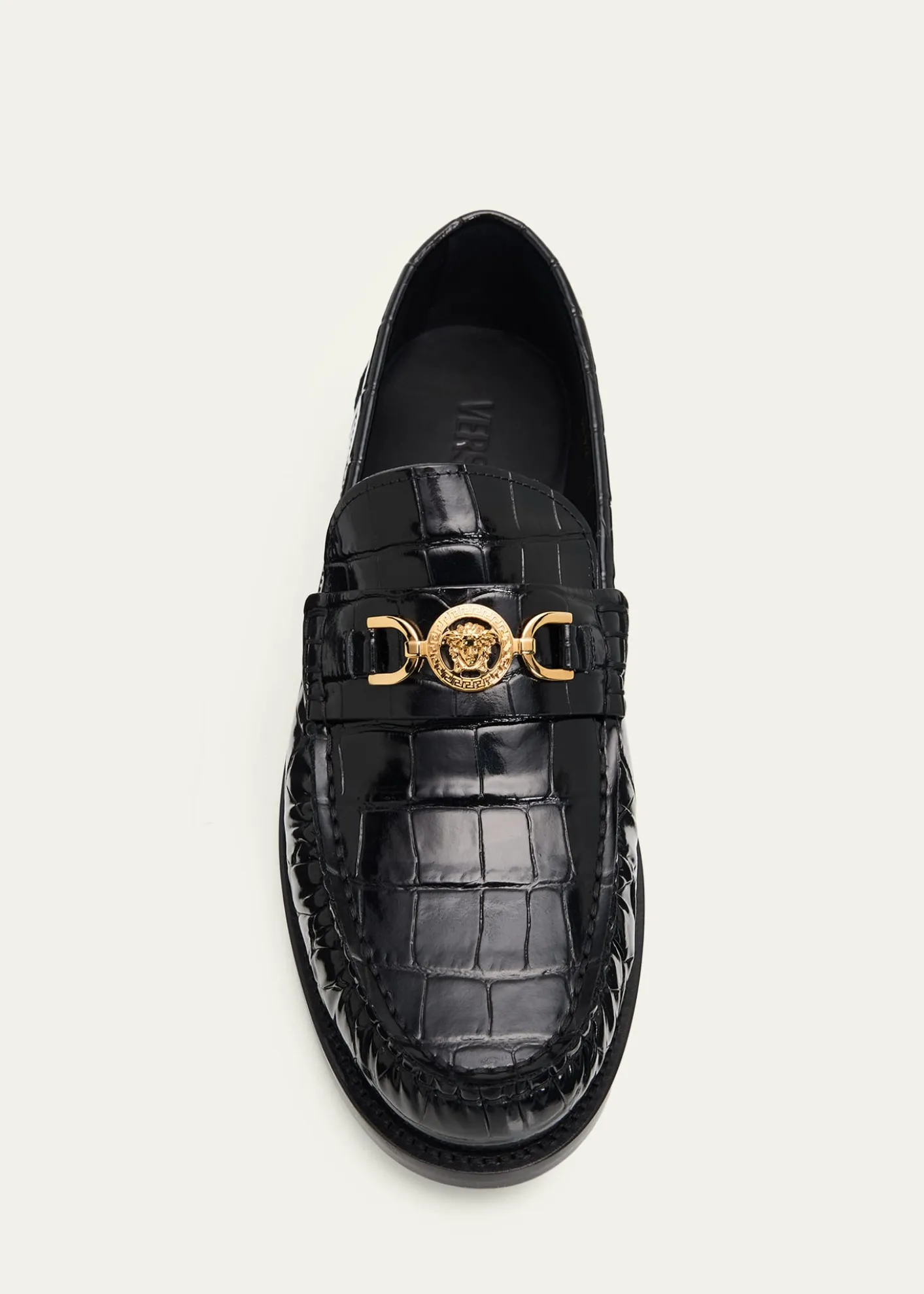 VersaceMen's Croc-Effect Medusa Coin Bit Loafers