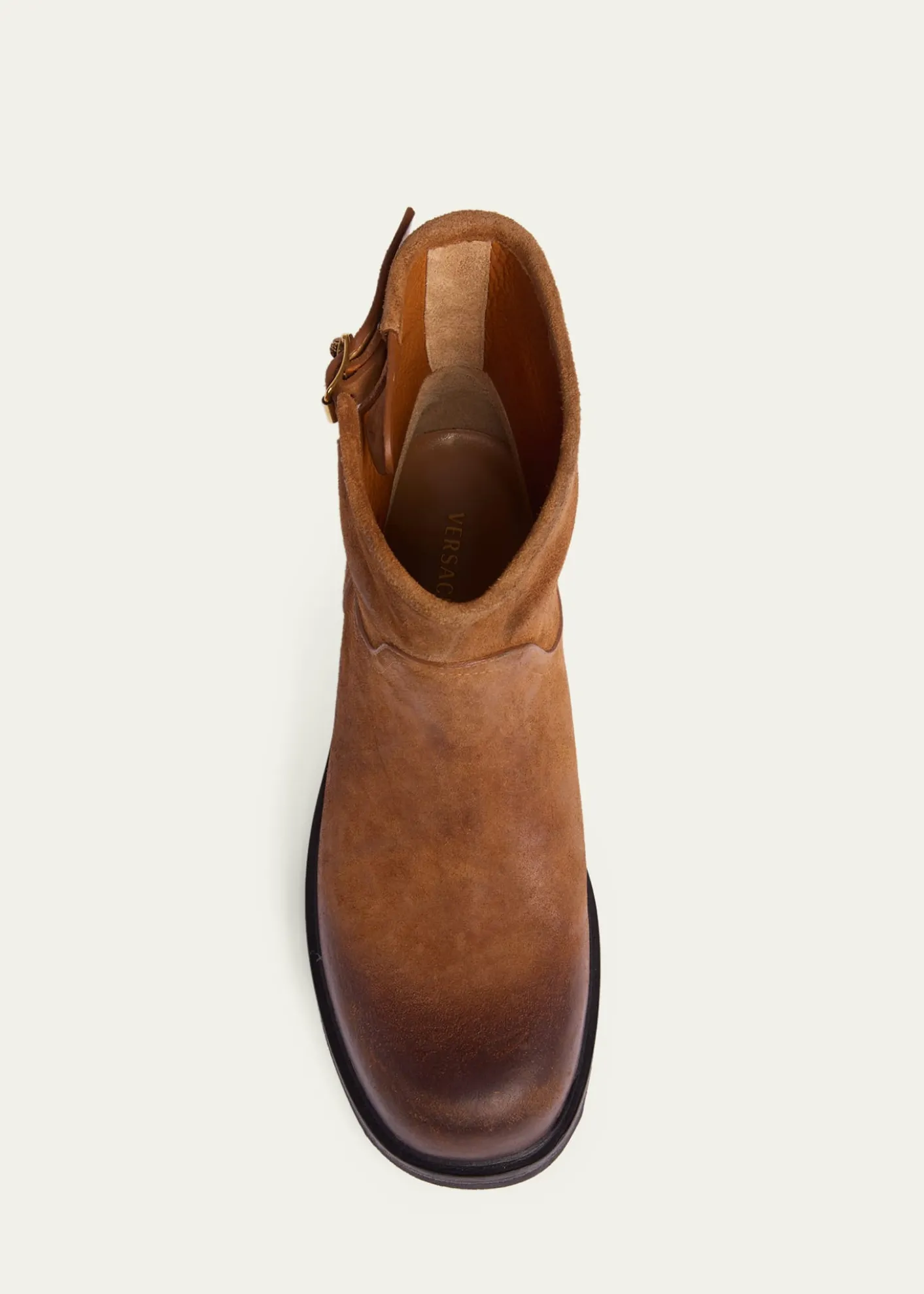 VersaceMen's Suede La Medusa Buckle Ankle Boots