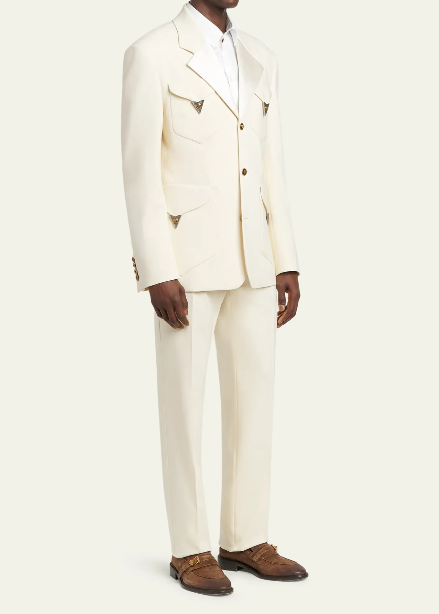 VersaceMen's Suede La Medusa Buckle Loafers