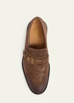 VersaceMen's Suede La Medusa Buckle Loafers