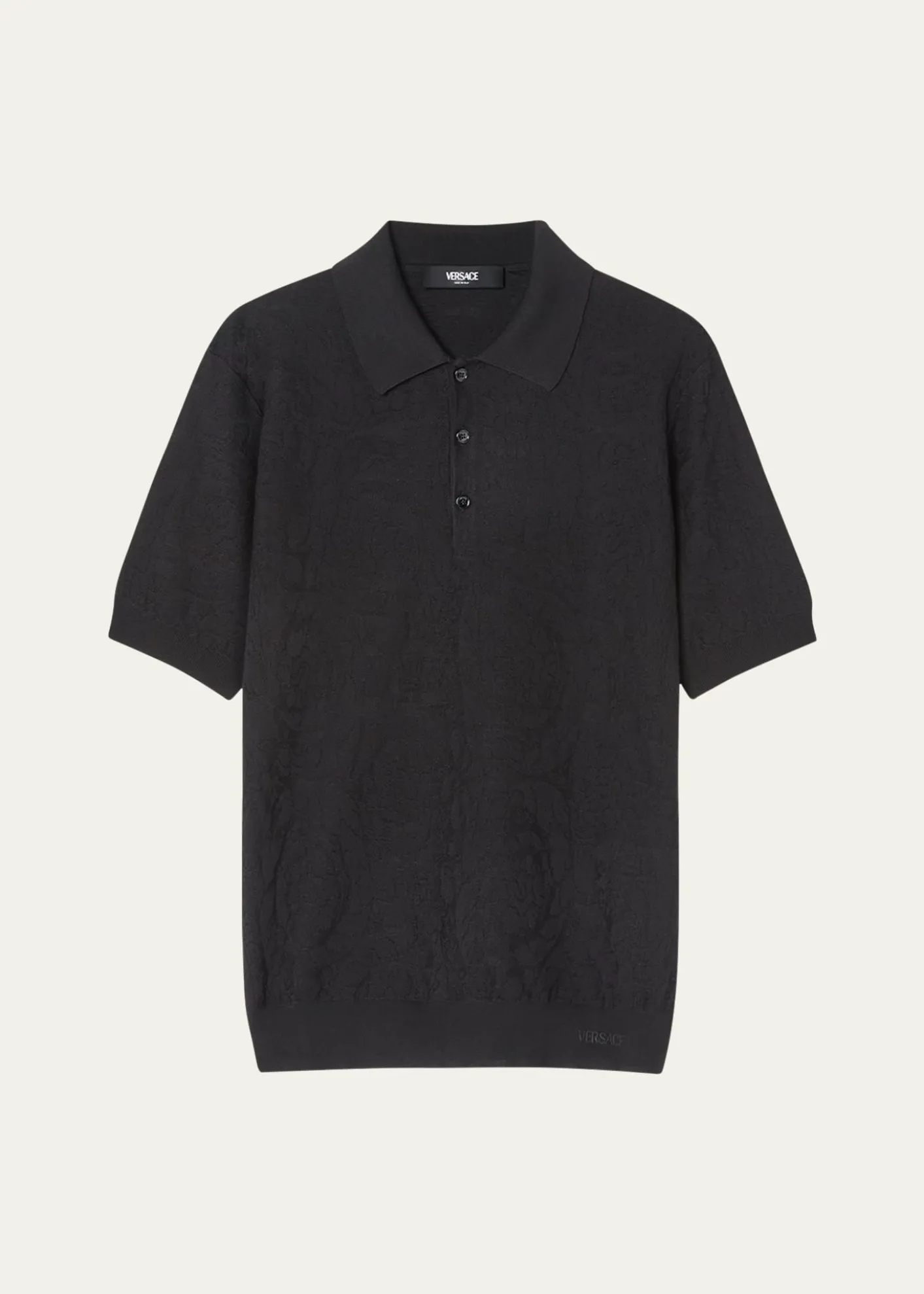 VersaceMen's Tonal Barocco Knit Polo Shirt