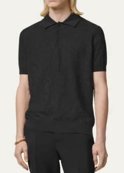 VersaceMen's Tonal Barocco Knit Polo Shirt