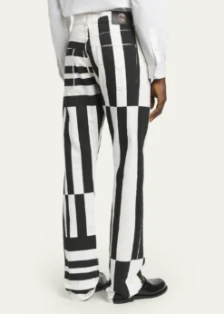 VersaceMen's Two-Tone Greca Paneled Straight-Leg Pants