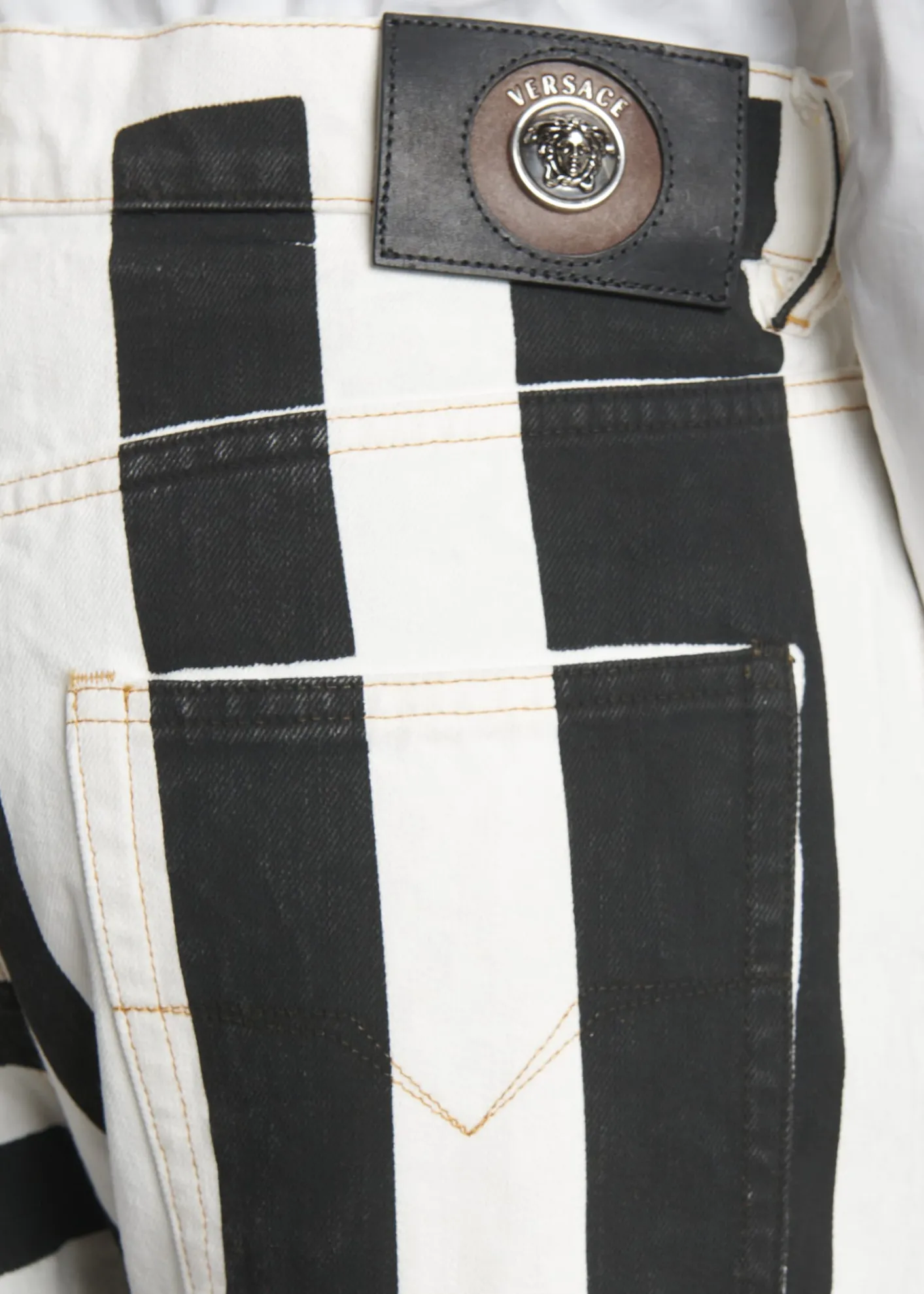 VersaceMen's Two-Tone Greca Paneled Straight-Leg Pants