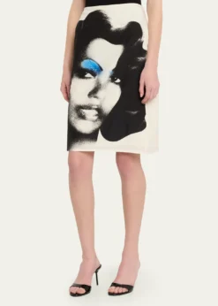 VersacePrinted Silk Twill Skirt