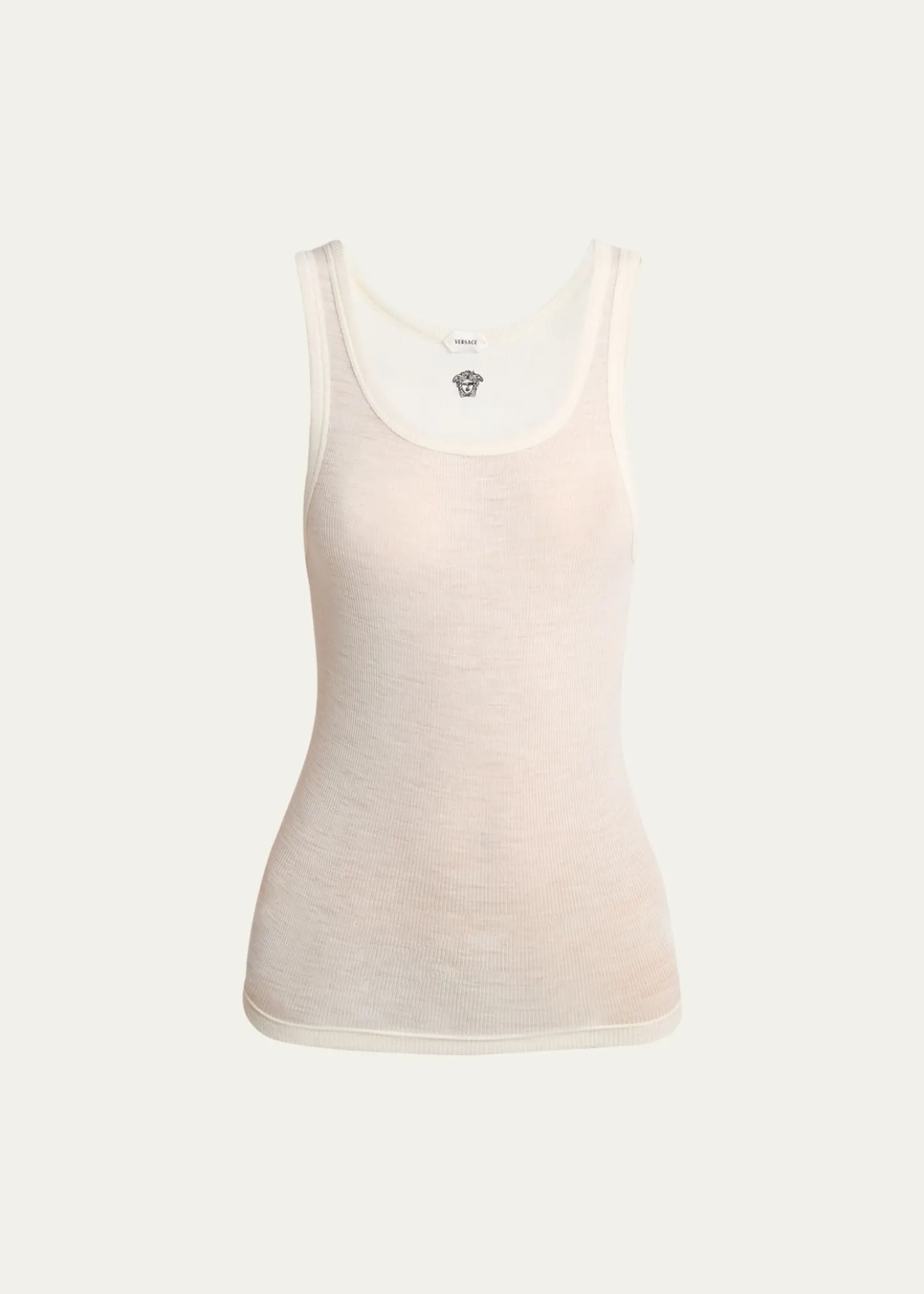 VersaceScoop-Neck Ribbed Wool Tank Top