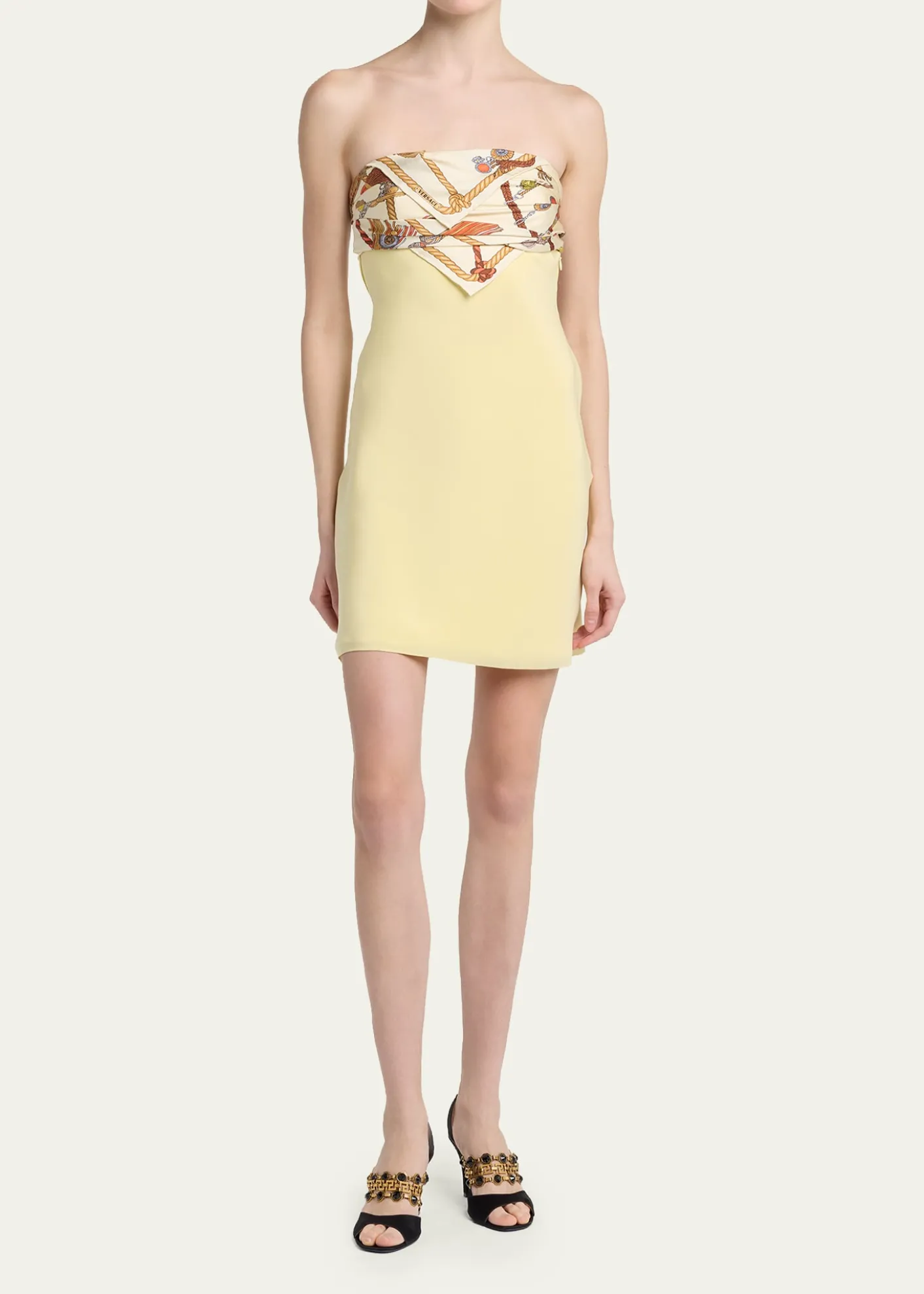 VersaceStrapless Printed Scarf Mini Dress
