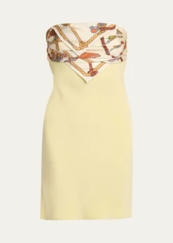 VersaceStrapless Printed Scarf Mini Dress