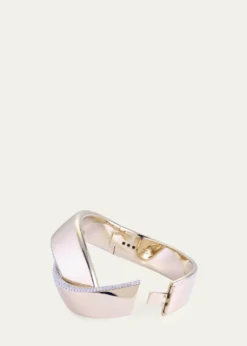 VhernierAbbraccio 18K White Gold Demi Pave Bangle, 15.5cm