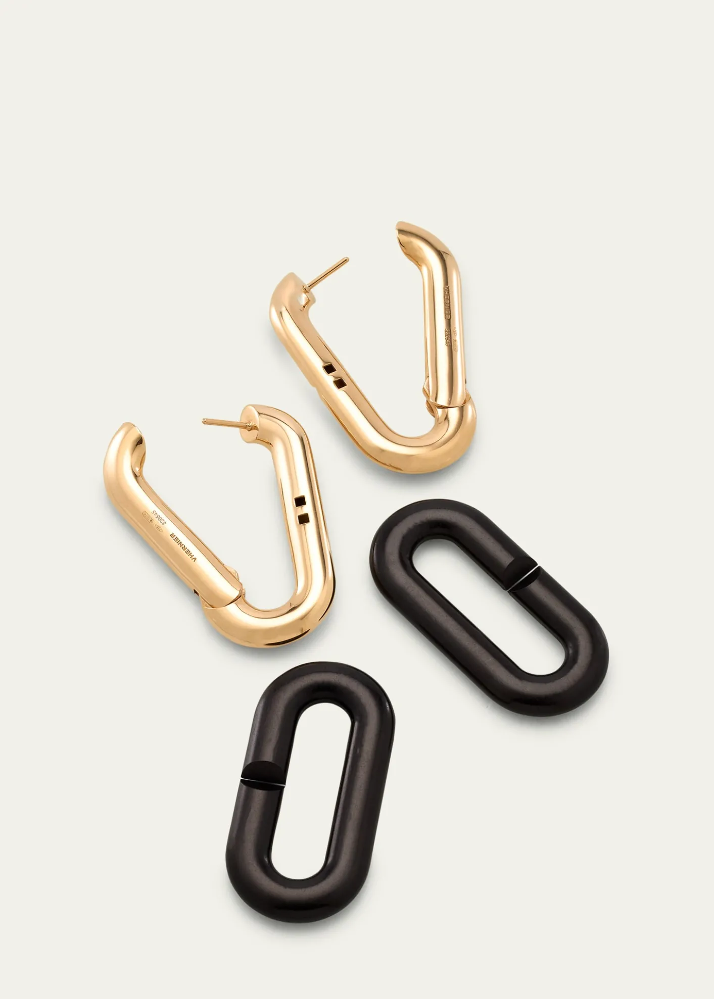 VhernierMon Jeu Maxi 18K Rose Gold and Ebony Link Earrings
