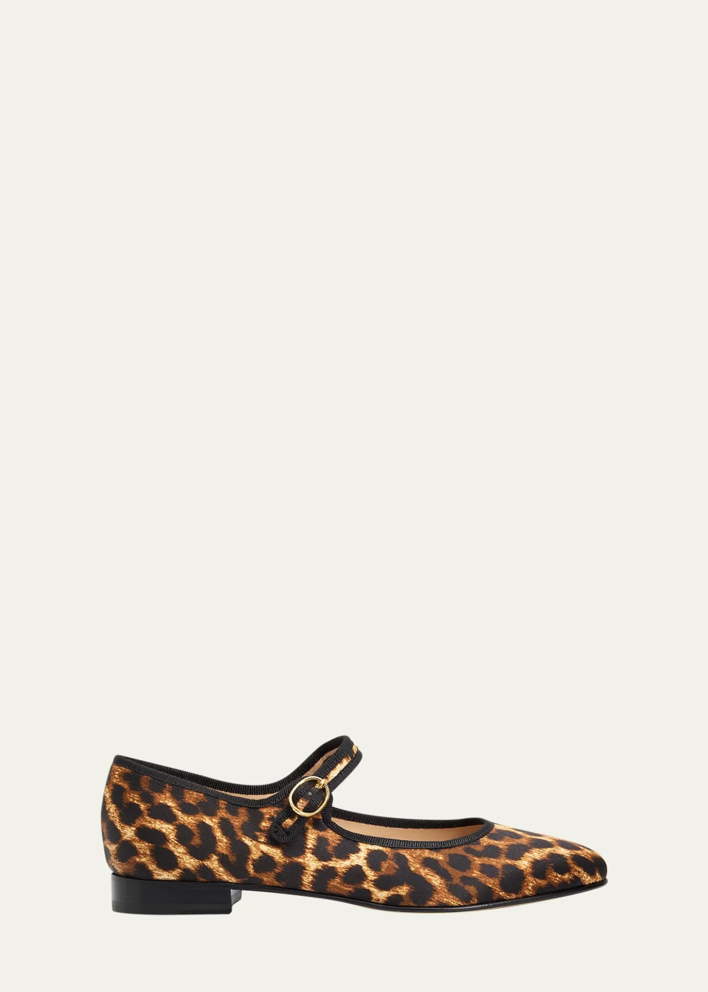 Vibi VeneziaLeopard-Print Silk Mary Jane Ballerina Flats