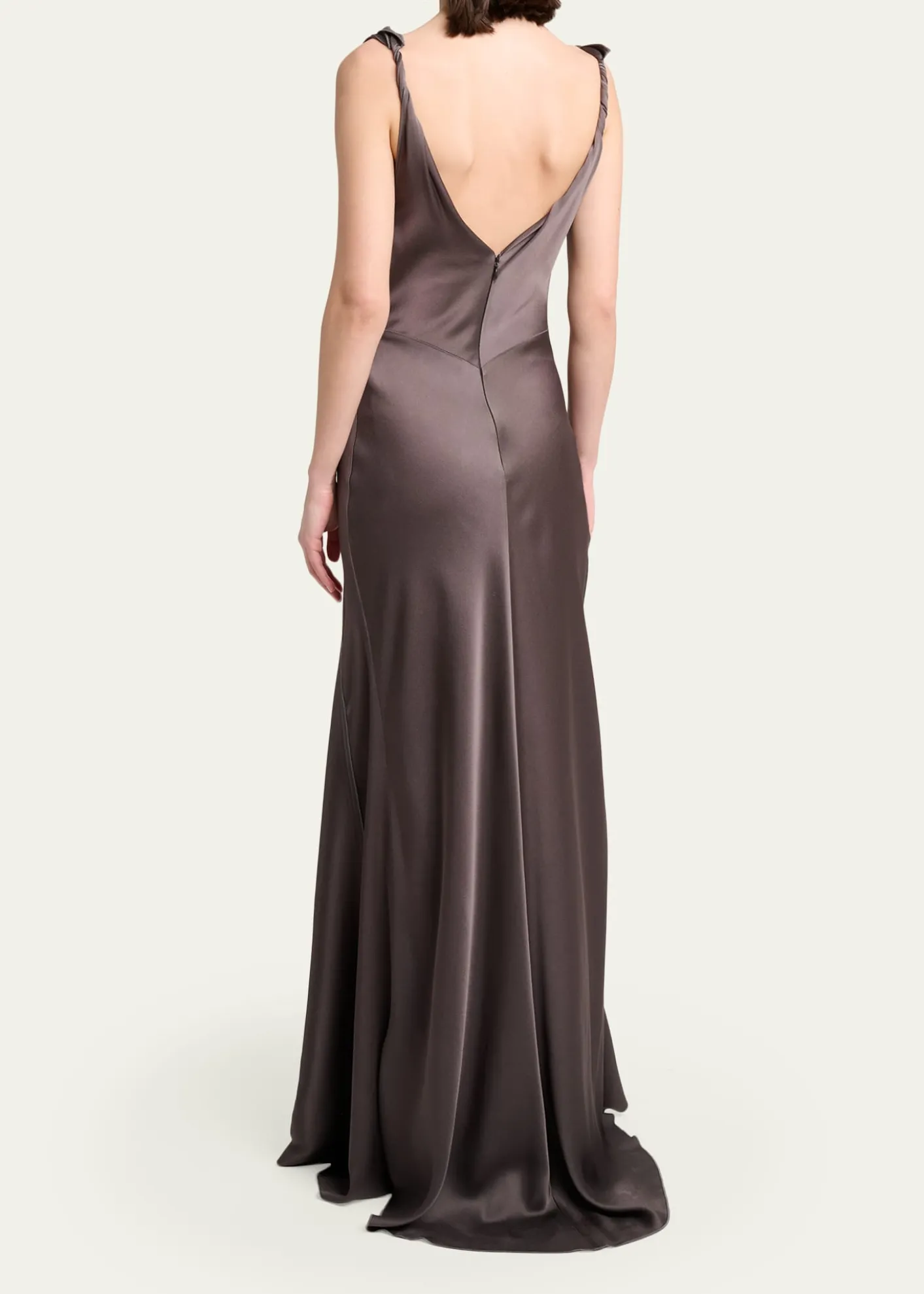 Victoria BeckhamAsymmetric Draped Sleeveless Satin Midi Dress
