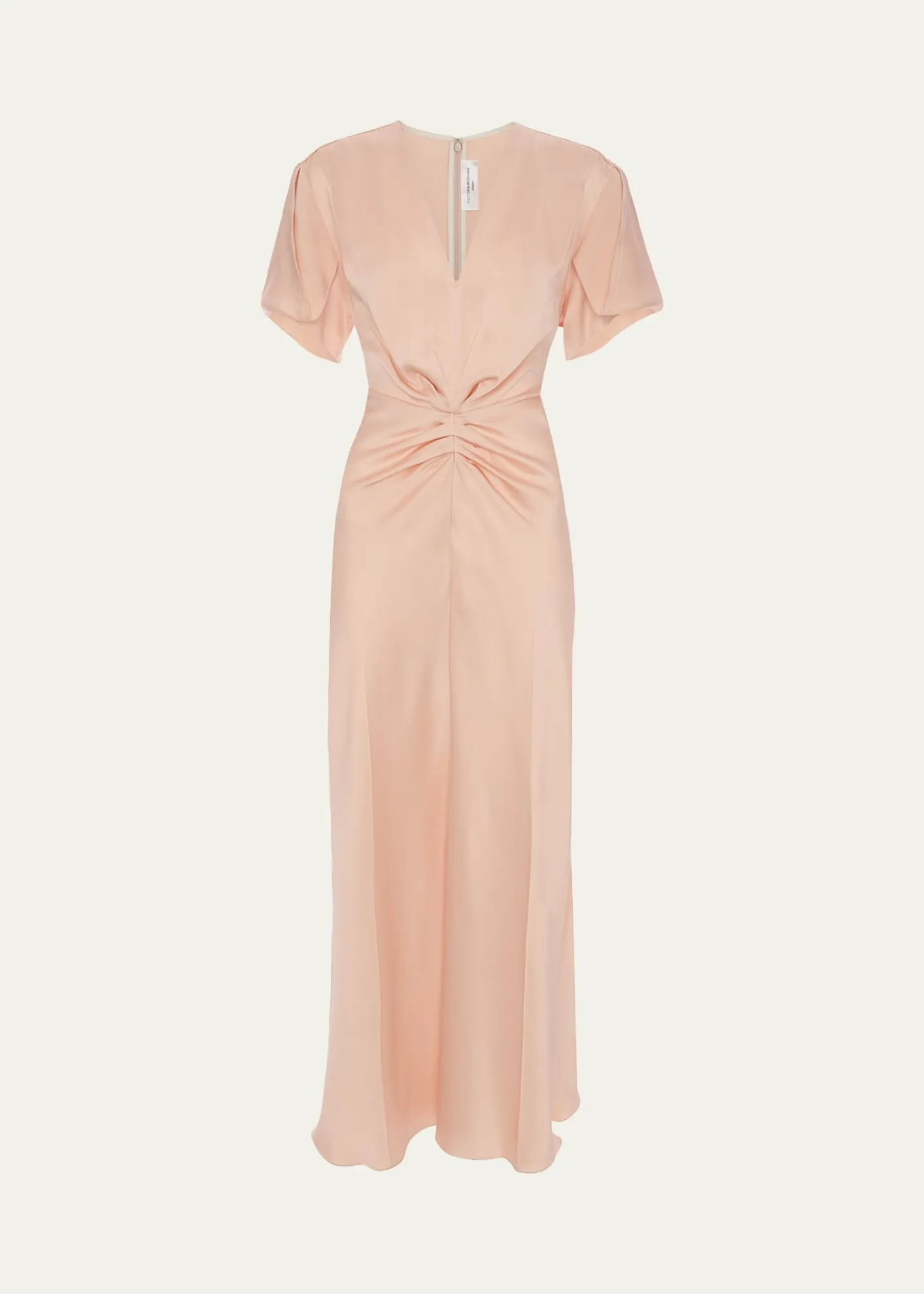 Victoria BeckhamEve Gathered-Waist Satin Midi Dress