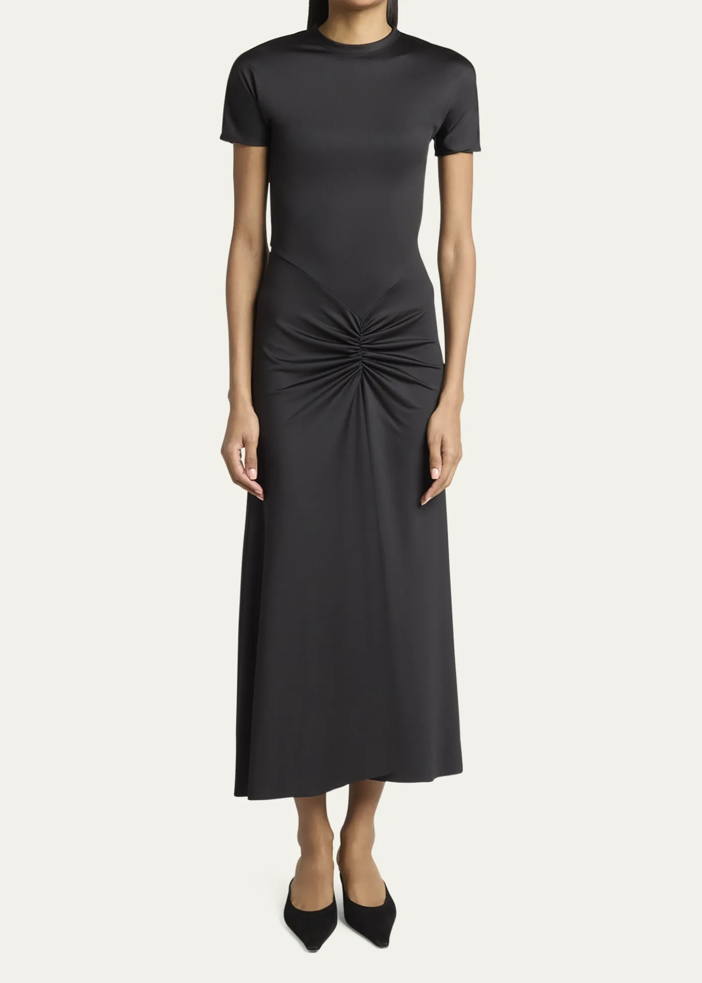 Victoria BeckhamGathered Drop-Waist Midi T-Shirt Dress