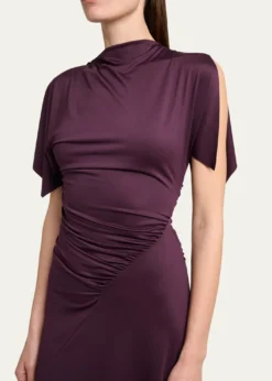 Victoria BeckhamGathered Twisted Flutter-Sleeve Midi Dress