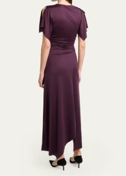 Victoria BeckhamGathered Twisted Flutter-Sleeve Midi Dress