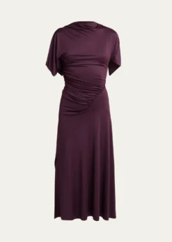 Victoria BeckhamGathered Twisted Flutter-Sleeve Midi Dress
