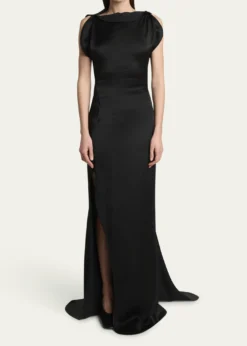 Victoria BeckhamSleeveless Satin Slit Gown