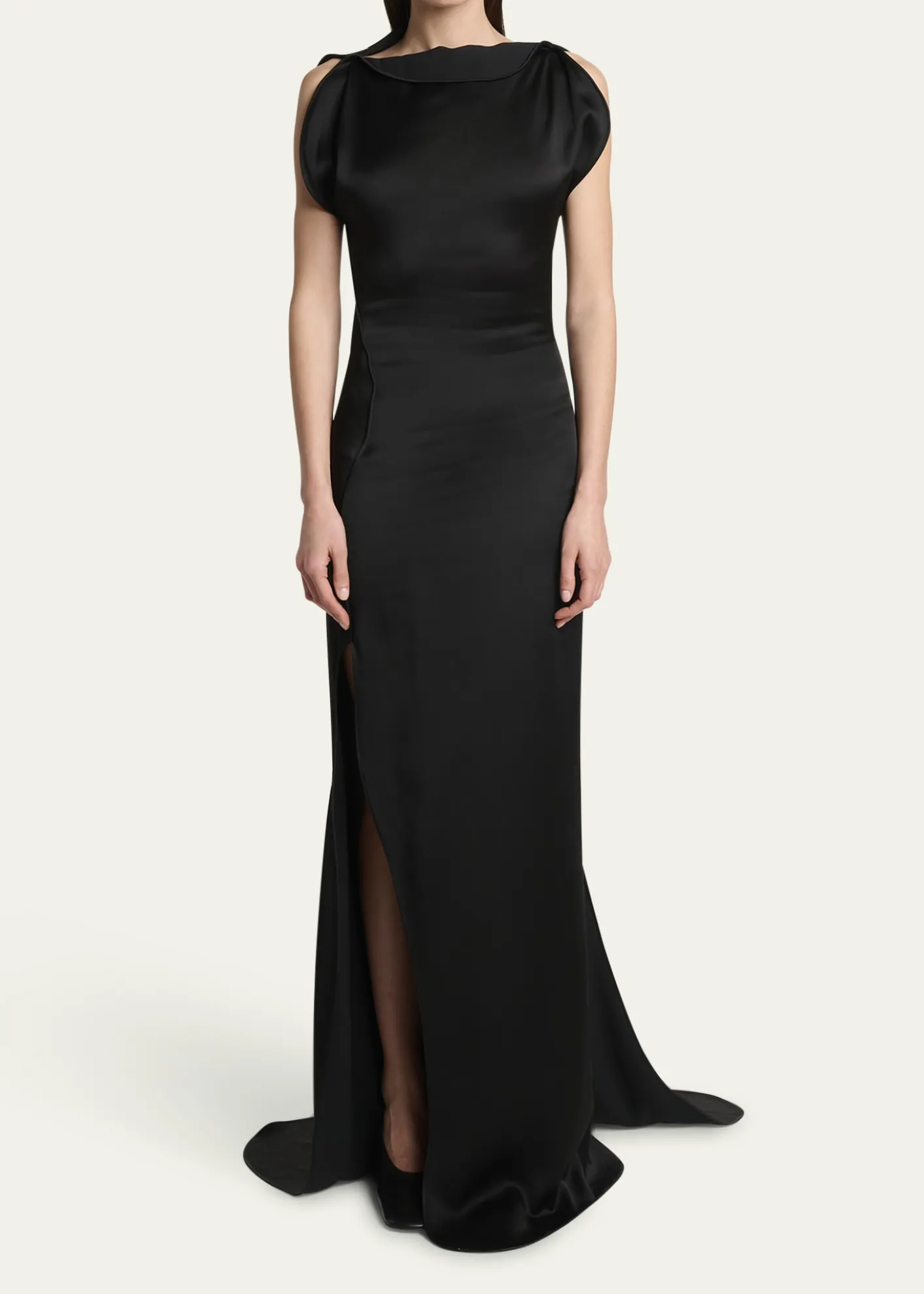 Victoria BeckhamSleeveless Satin Slit Gown