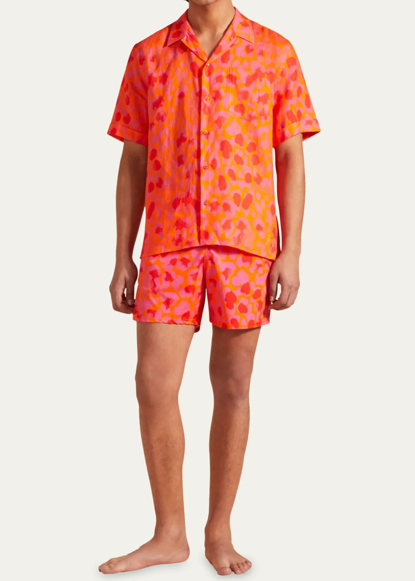 VilebrequinMen's New Leopard Linen Camp Shirt