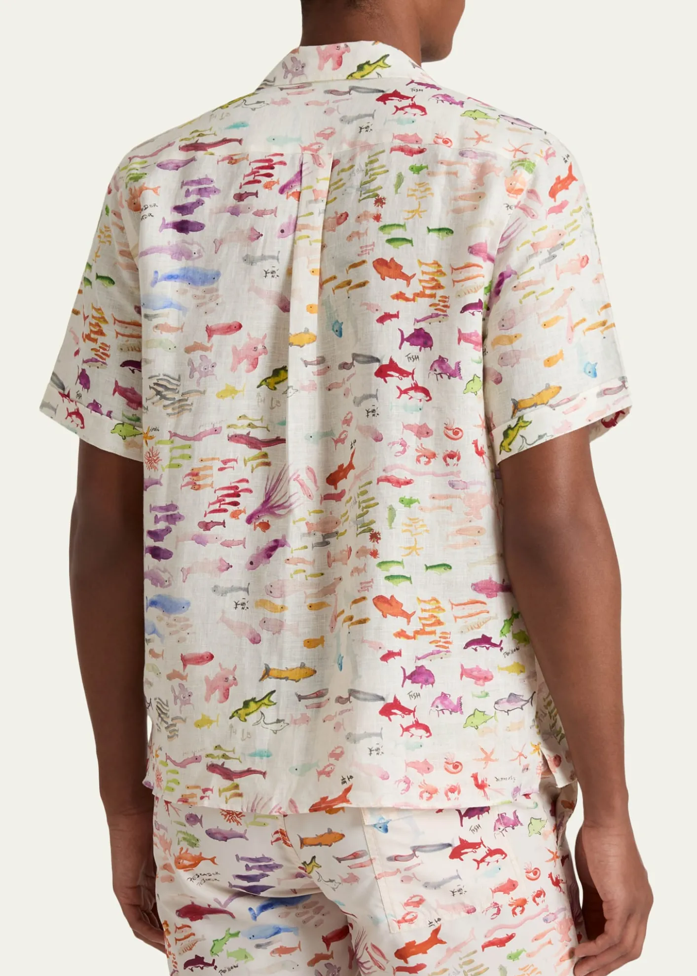 Vilebrequinx Fabrice Hyber Men's Pescador Linen Camp Shirt