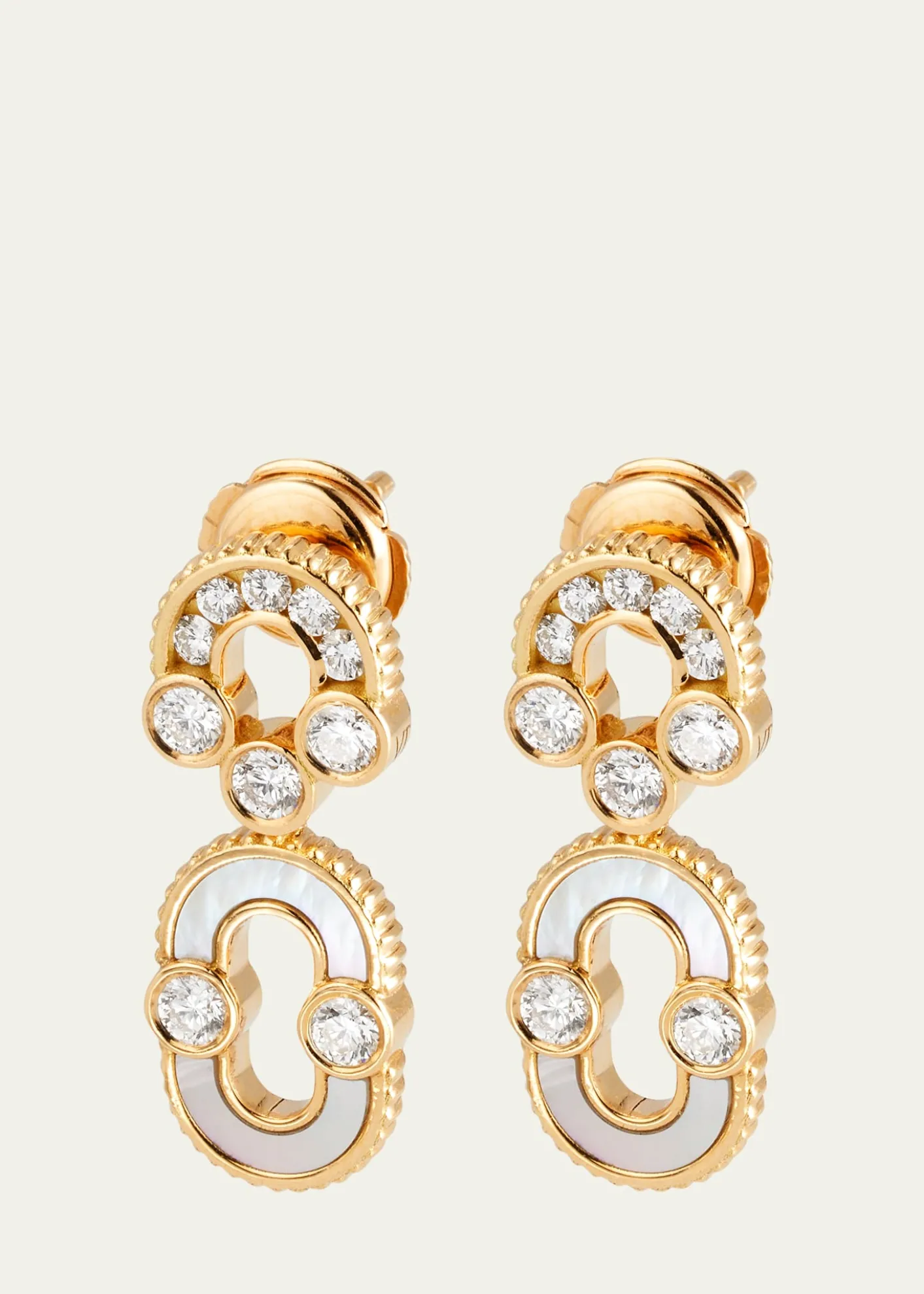 Viltier18K Gold Magnetic Solo Diamond and MOP Earrings