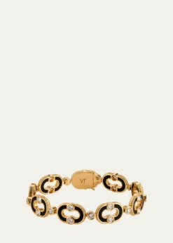 Viltier18K Yellow Gold Magnetic Enchaine Bracelet with Diamonds and Onyx