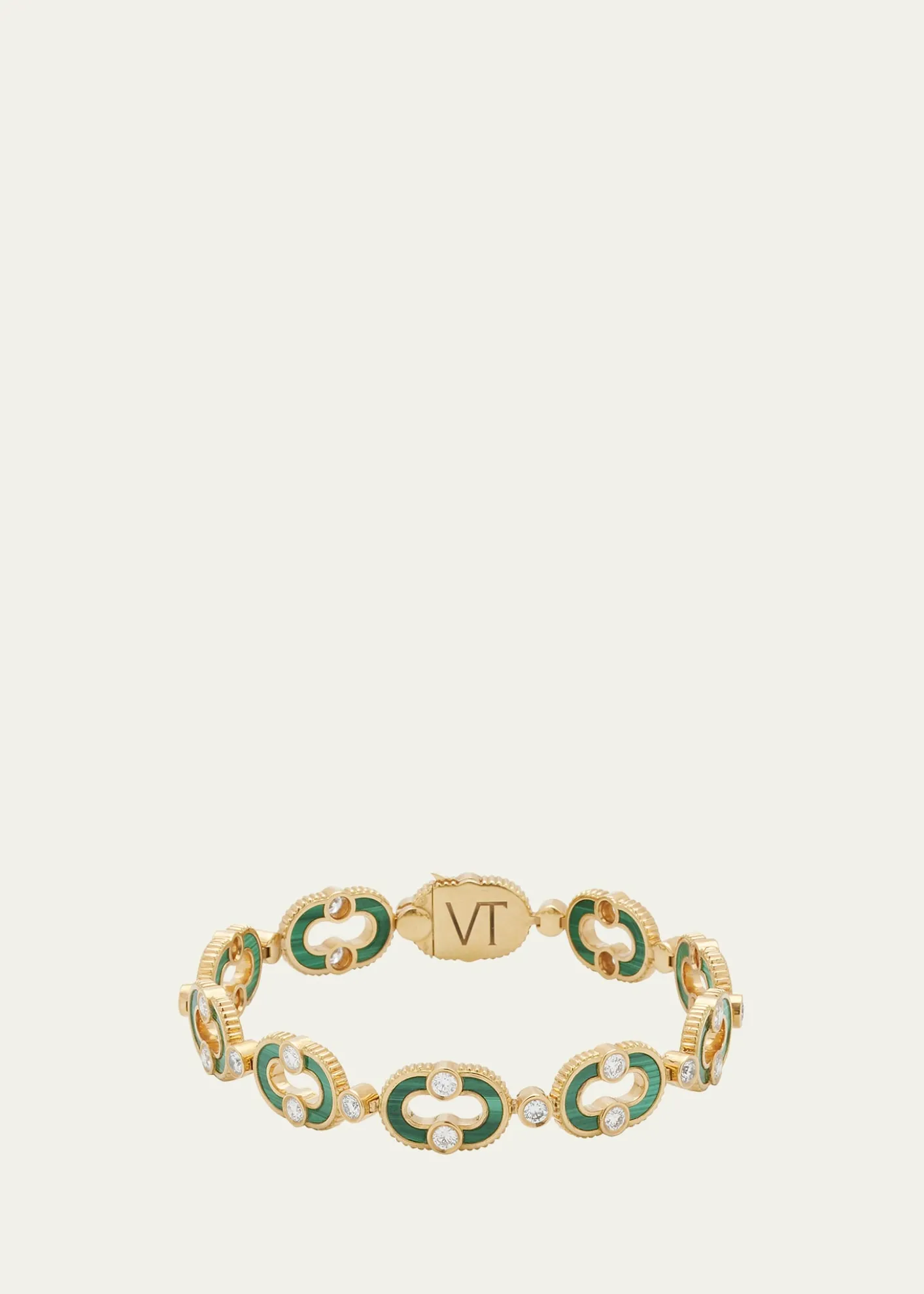 ViltierMagnetic Enchaine Malachite Bracelet in 18K Yellow Gold and Diamonds