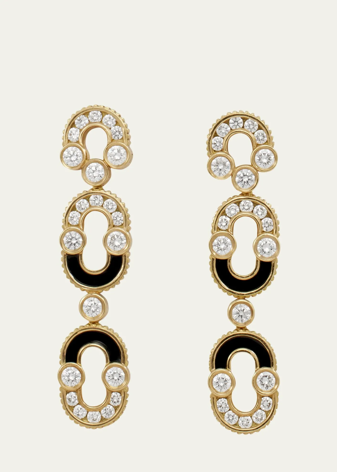 ViltierMagnetic Duo Earrings in Onyx, 18K Yellow Gold and Diamonds