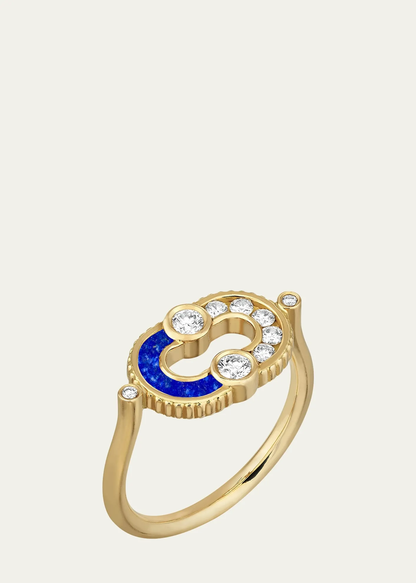 ViltierMagnetic Lapis Lazuli Semi Ring in 18K Yellow Gold and Diamonds