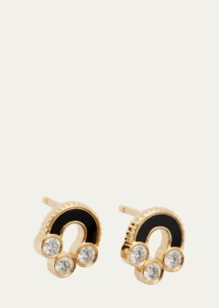 ViltierMagnetic Stud Earrings in Onyx, 18K Yellow Gold and Diamonds