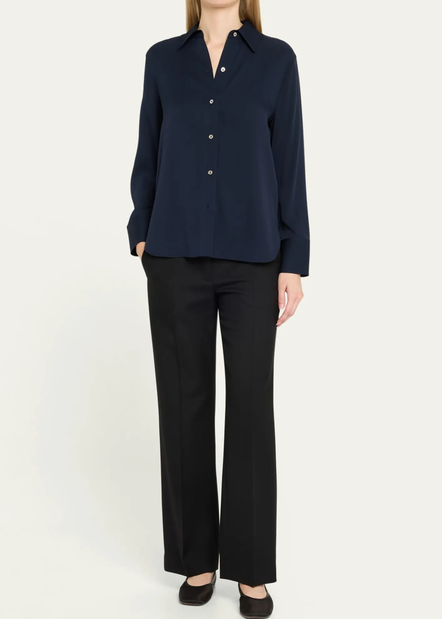 VinceClassic Button-Front Blouse