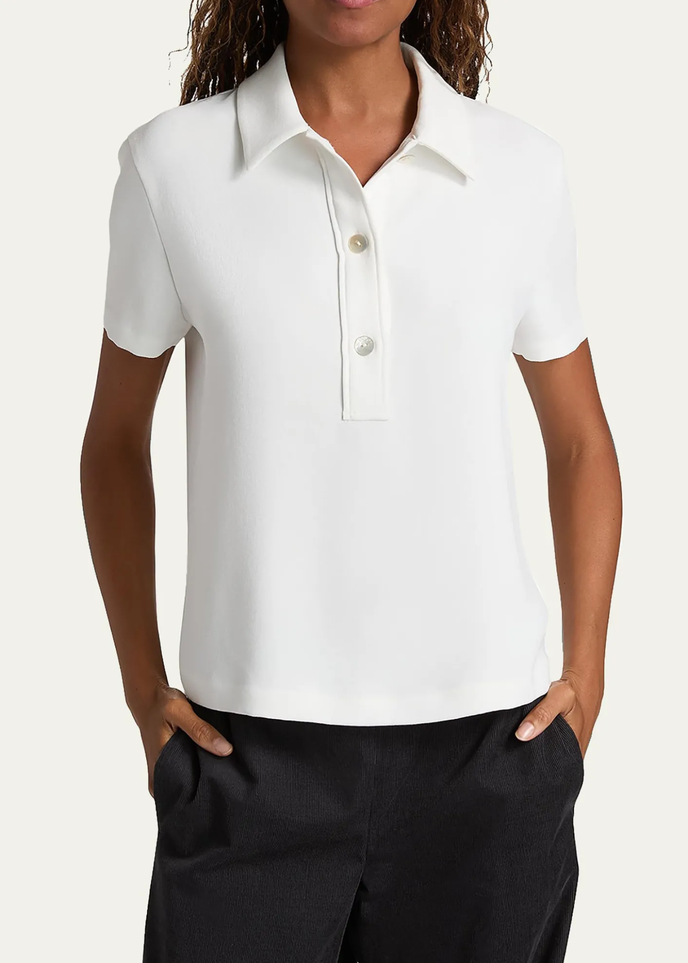 VinceCrepe Short-Sleeve Polo Shirt