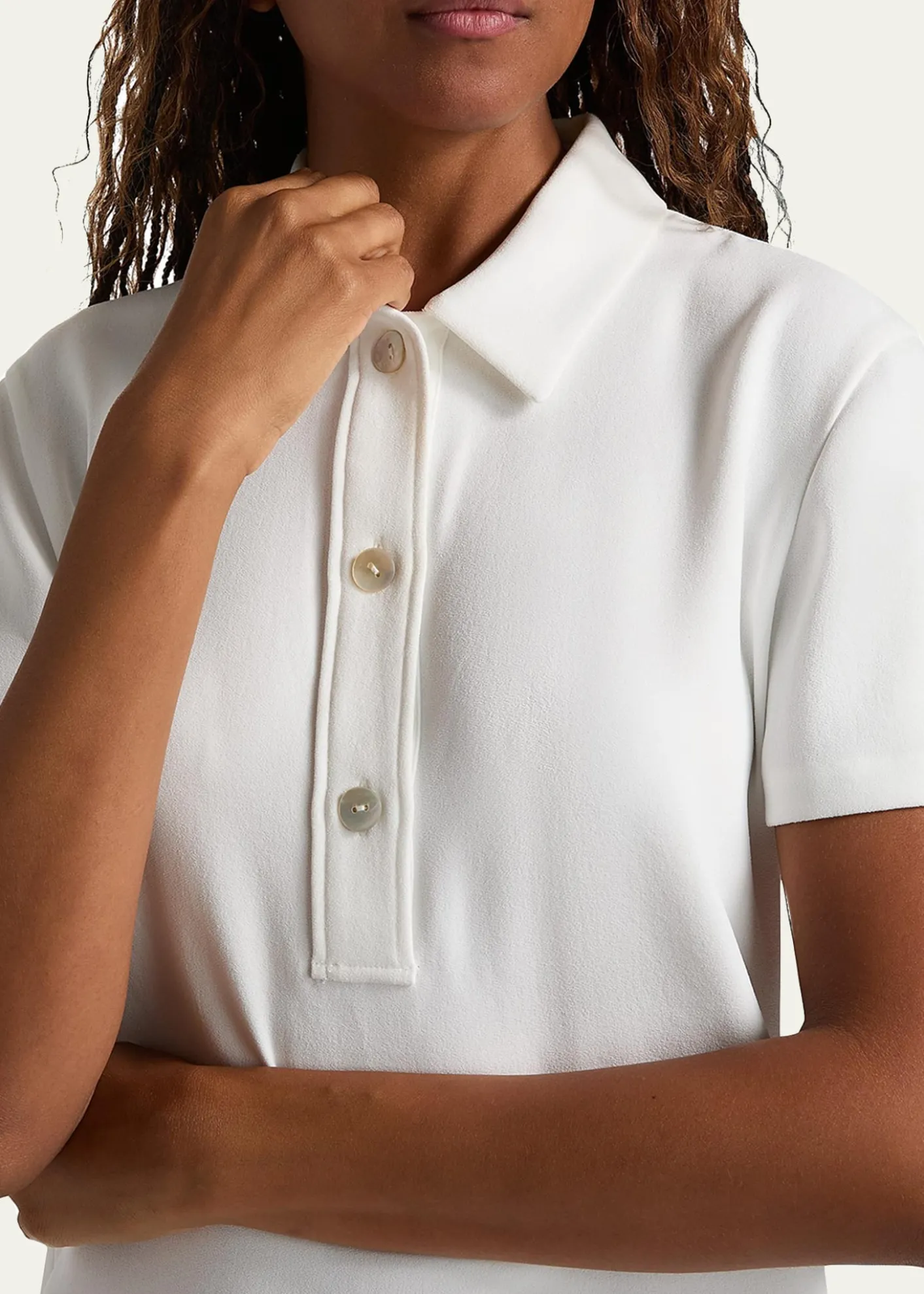 VinceCrepe Short-Sleeve Polo Shirt