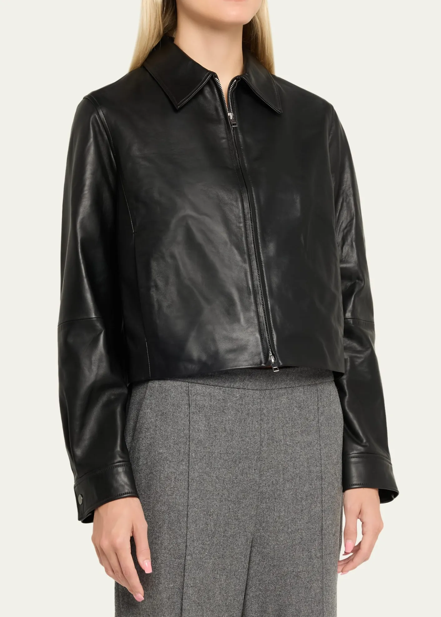 VinceCropped Faux Leather Jacket