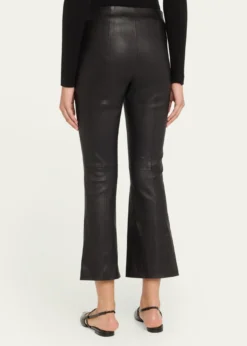 VinceCropped Flare Leather Pants