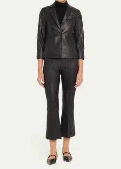 VinceCropped Flare Leather Pants