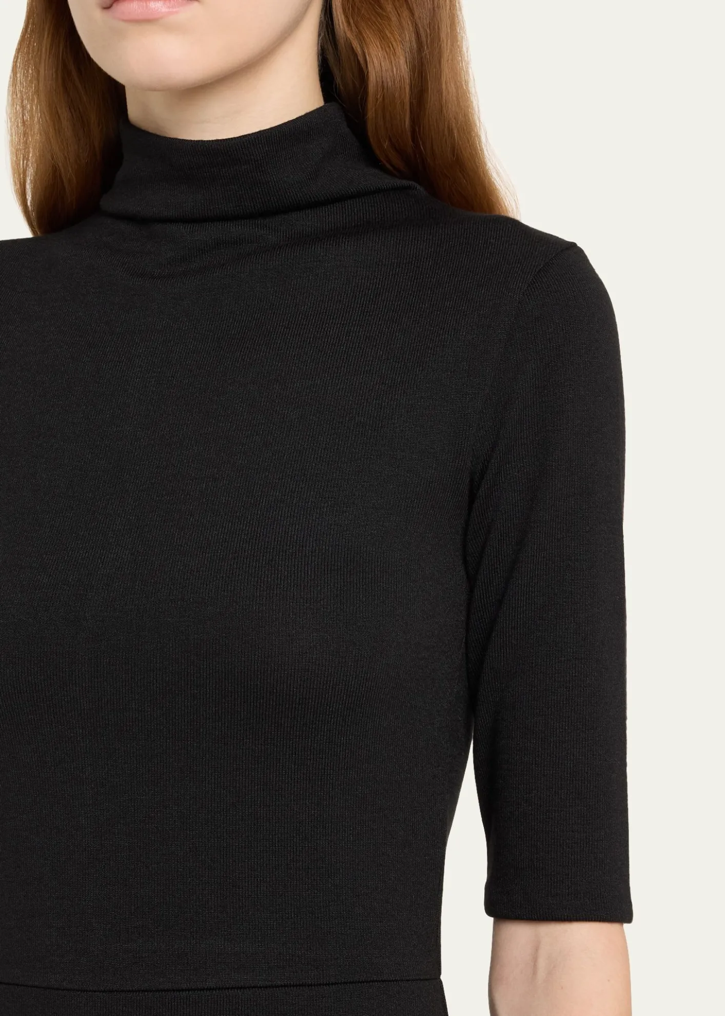 VinceElbow-Sleeve Turtleneck Midi Dress