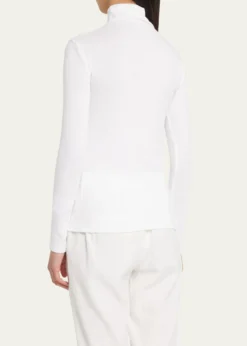 VinceEssential Long-Sleeve Cotton Turtleneck Top