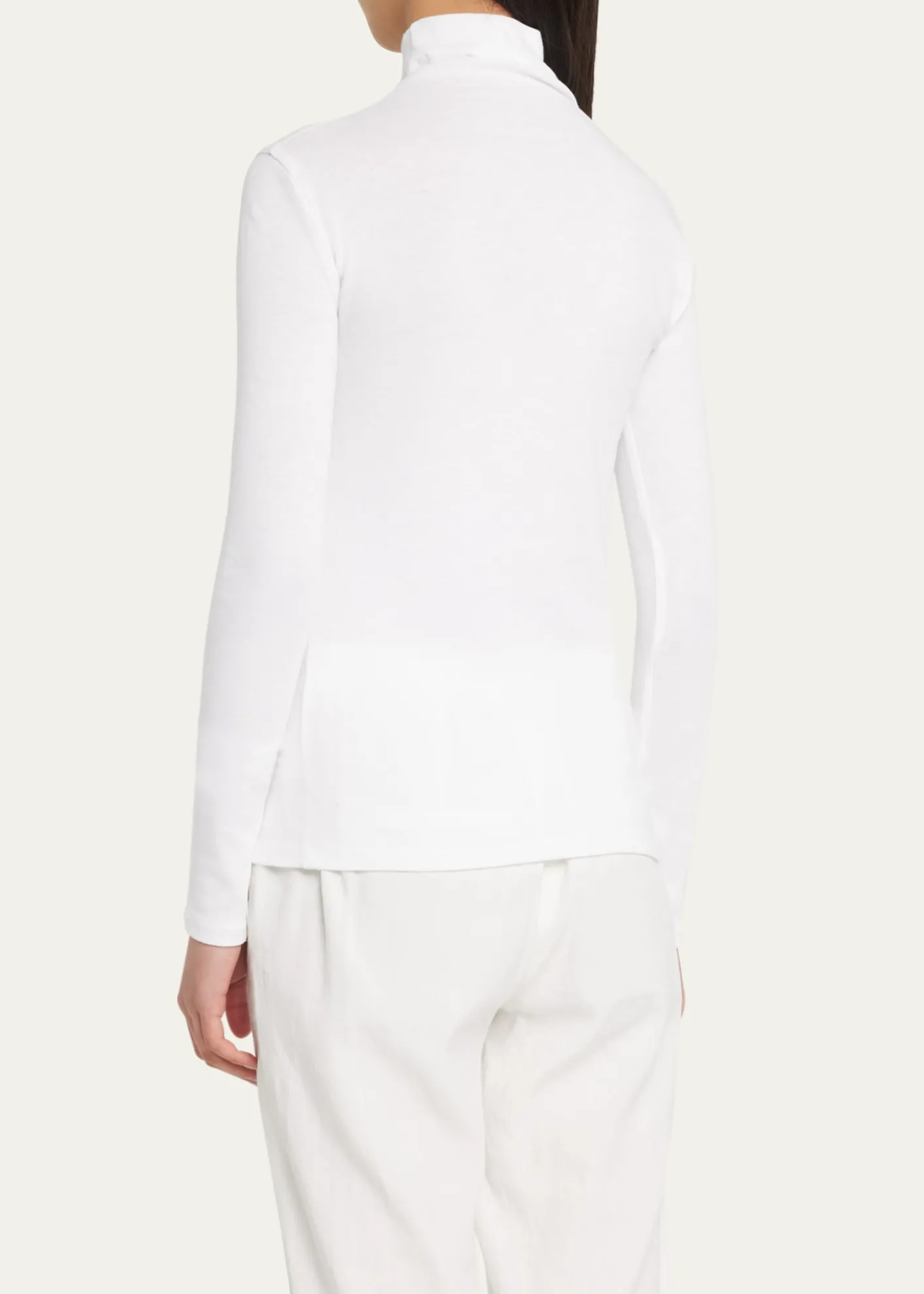 VinceEssential Long-Sleeve Cotton Turtleneck Top