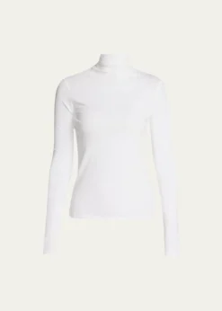 VinceEssential Long-Sleeve Cotton Turtleneck Top
