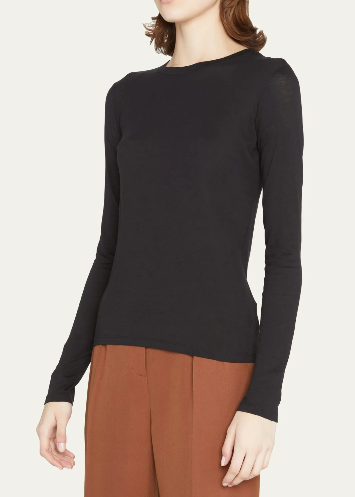 VinceEssential Long-Sleeve Crewneck Tee