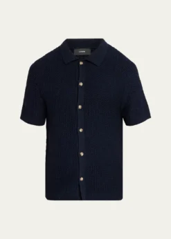 VinceMen's Crochet Button-Down Shirt
