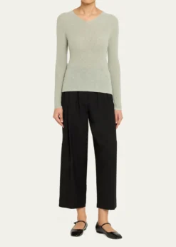 VinceMetallic High-V Knit Top