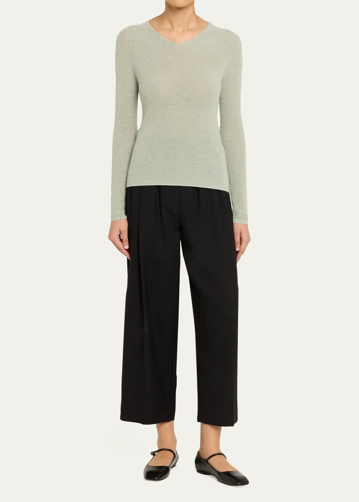 VinceMetallic High-V Knit Top